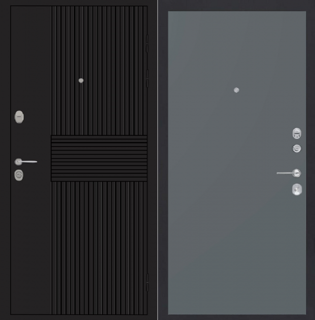 Дверь ZMD Черный кварц Гладкая Титан