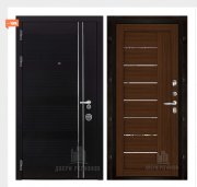 Дверь входная взломостойкая Сенатор Карбон, цвет черная мозаика,  панель - light 2110 (зеркало) цвет орех вельвет