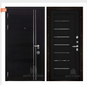 Дверь входная взломостойкая Сенатор Карбон, цвет черная мозаика,  панель - light 2110 (зеркало) цвет шоко велюр