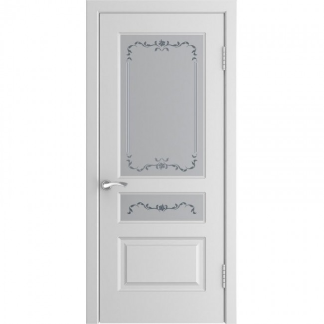 Межкомнатная дверь Эмаль L-2 со стеклом (Белая эмаль)