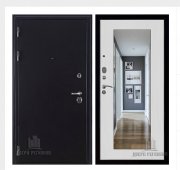 Дверь входная Колизей, цвет темное серебро антик, панель - зеркало maxi цвет белый сандал