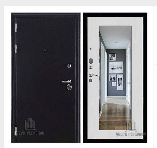 Дверь входная Колизей, цвет темное серебро антик, панель - зеркало maxi цвет белый сандал