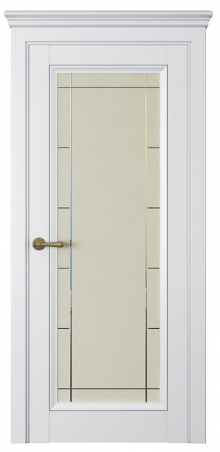 Межкомнатная дверь Riva Classica 4 (ст.стелла) Экошпон белый шелк