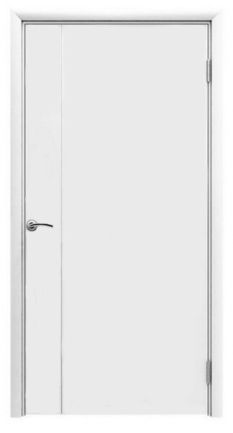 Пластиковая гладкая дверь Aquadoor Белая с молдингом
