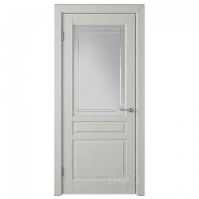 Межкомнатная дверь Стокгольм 56 ДО Cotton Белое сатин гравировка