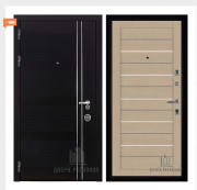 Дверь входная взломостойкая Сенатор Карбон, цвет черная мозаика,  панель - light 2127 цвет кремовый soft