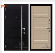 Дверь входная взломостойкая Сенатор Карбон, цвет черная мозаика,  панель - light 2127 цвет кремовый soft