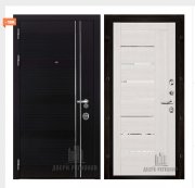 Дверь входная взломостойкая Сенатор Карбон, цвет черная мозаика,  панель - light 2110 (зеркало) цвет капучино велюр