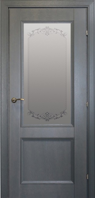 Дверь Шпон дуба 33.24 ДО 21- 9, стекло Денор (Эмаль серая)