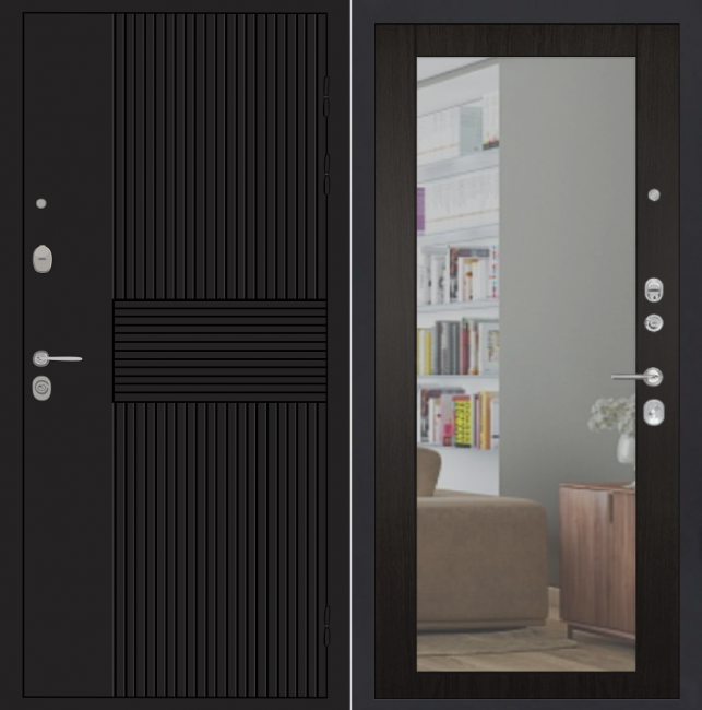 Дверь ZMD Черный кварц Зеркало стандарт Венге