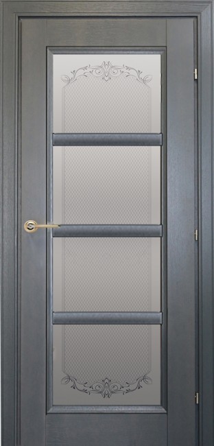 Дверь Шпон дуба 33.40 ДО 21- 9, стекло Денор (Эмаль серая)