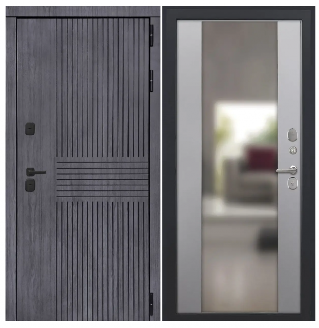 Дверь Берген - Алиса (16мм, ПВХ софт грей, зеркало) Дверь Берген - Алиса (16мм, ПВХ софт грей, зеркало)