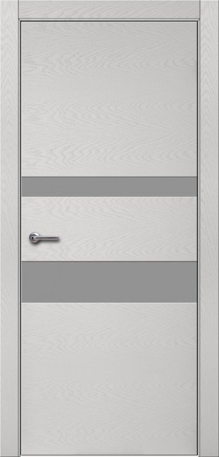 Дверь Шпон дуба 703 ДО 21- 9, стекло Серое (Эмаль светло-серая по шпону)