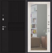 Дверь ZMD Черный кварц Зеркало стандарт Сандал светлый