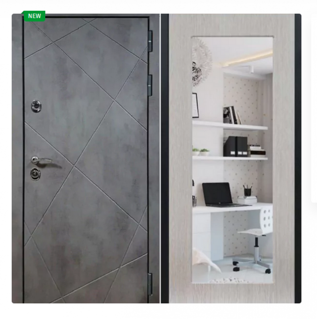 Дверь Урбан темный Зеркало стандарт Дуб беленый Дверь Урбан темный Зеркало стандарт Дуб беленый