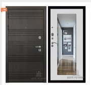 Дверь входная со сменными панелями Министр, цвет горький шоколад,  панель - зеркало maxi цвет белый сандал