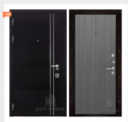 Дверь входная взломостойкая Сенатор Карбон, цвет черная мозаика,  панель - trend цвет grigio (ral 7015)