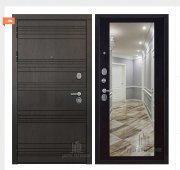 Дверь входная со сменными панелями Министр, цвет горький шоколад,  панель - зеркало maxi цвет венге