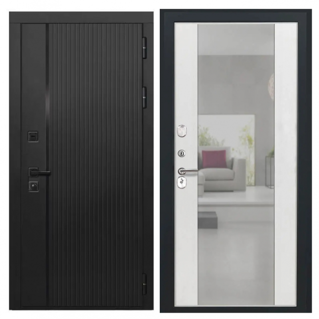 Дверь Luxor-45 Алиса (16мм, ПВХ ясень белый, зеркало)