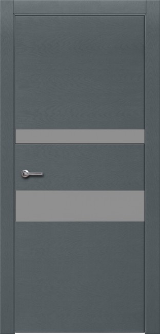 Дверь Шпон дуба 703 ДО 21- 9, стекло Серое (Эмаль серая по шпону)