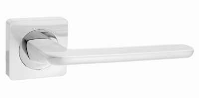 Ручка дверная "Лана", матовый супер белый/хром блестящий