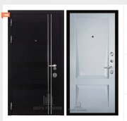 Дверь входная взломостойкая Сенатор Карбон, цвет черная мозаика,  панель - perfecto цвет светло-серый бархат