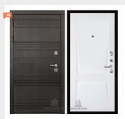 Дверь входная со сменными панелями Министр, цвет горький шоколад,  панель - perfecto цвет белый бархат