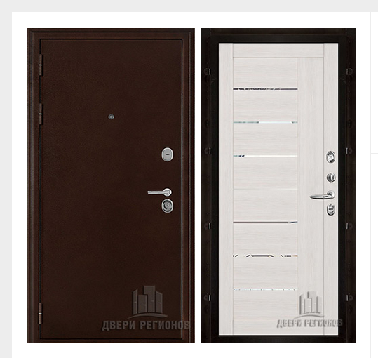 Дверь входная взломостойкая Феникс 3K, цвет медный антик, панель -  light 2110 (зеркало) цвет капучино велюр