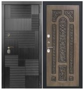 Дверь Luxor-47 - Д-19 (16мм, Грецкий орех + черная патина винорит)