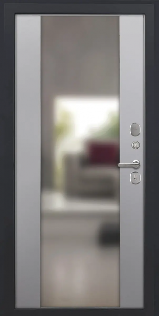 Дверь Квадро Алиса (16мм, ПВХ софт грей, зеркало) Дверь Квадро Алиса (16мм, ПВХ софт грей, зеркало)