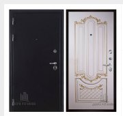 Дверь входная Колизей, цвет темное серебро антик, панель -  александрия цвет эмаль слоновая кость/патина золото