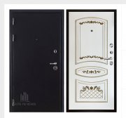 Дверь входная Колизей, цвет темное серебро антик, панель -   алина цвет эмаль белая/патина золото