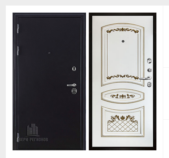 Дверь входная Колизей, цвет темное серебро антик, панель -   алина цвет эмаль белая/патина золото