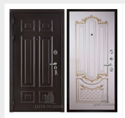 Дверь входная взломостойкая Сенатор 3D Марсель, цвет венге,  панель - александрия 2 цвет эмаль слоновая кость/патина золото