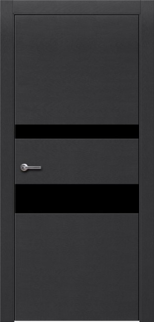 Дверь Шпон дуба 703 ДО 21- 9, стекло Черное (Эмаль черная по шпону)