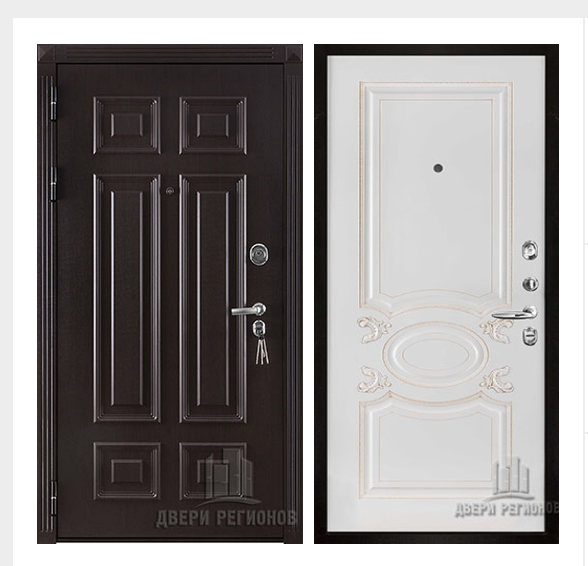 Дверь входная взломостойкая Сенатор 3D Марсель, цвет венге,  панель - аристократ цвет эмаль белая/патина капучино