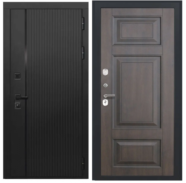 Дверь Luxor-45 ФЛ-659 (12мм, nussbaum + черная патина винорит)