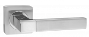 Ручка дверная на квадр. розетке "Милан", хром мат.-хром бл.