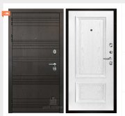 Дверь входная со сменными панелями Министр, цвет горький шоколад,  панель - корсика цвет дуб perla