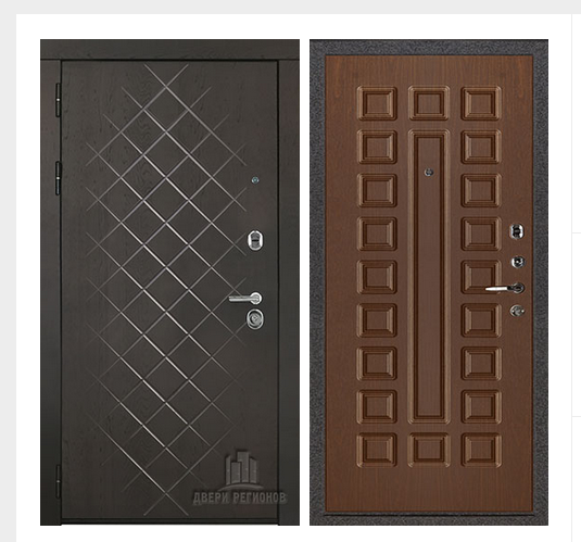 Дверь входная Президент Люкс зеркало, цвет горький шоколад,  панель - стандарт цвет орех темный