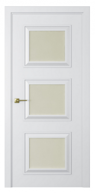 Межкомнатная дверь Mадрид 3 (ст.белое матовое) Эмаль белый шелк