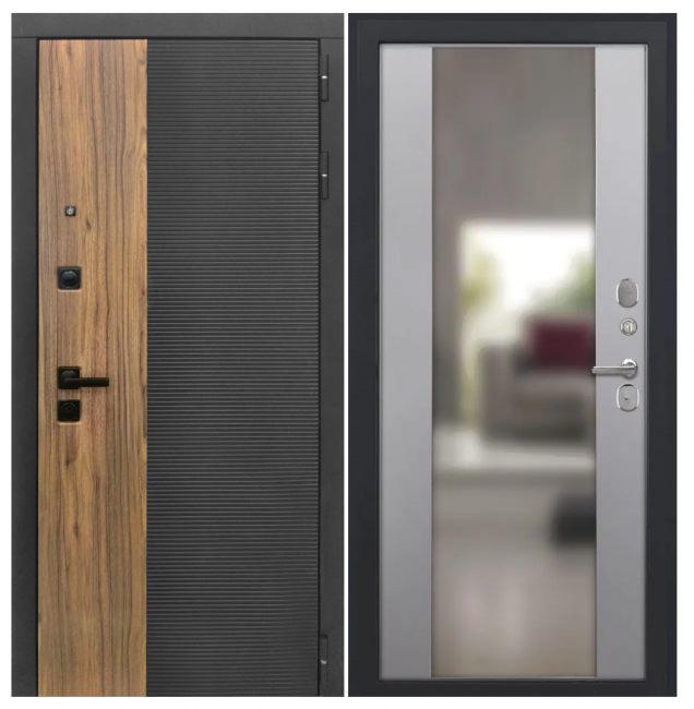 Дверь Luxor-46 - Алиса (16мм, ПВХ софт грей, зеркало)