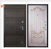 Дверь входная со сменными панелями Министр, цвет горький шоколад,  панель - александрия 2 цвет эмаль слоновая кость/патина золото