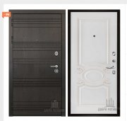 Дверь входная со сменными панелями Министр, цвет горький шоколад,  панель - аристократ цвет эмаль белая/патина капучино