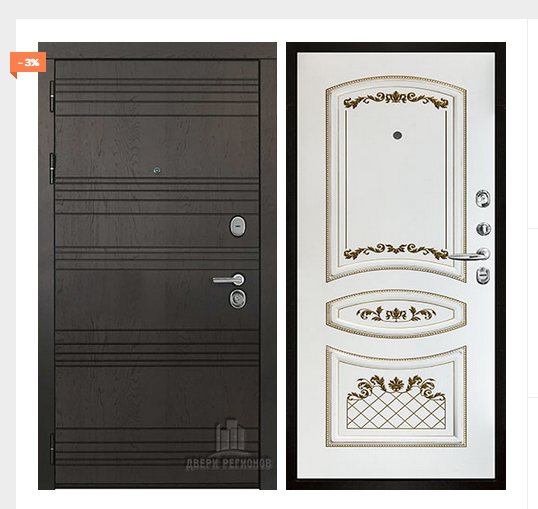 Дверь входная со сменными панелями Министр, цвет горький шоколад,  панель - алина цвет эмаль белая/патина золото