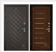 Дверь входная Президент Люкс зеркало, цвет горький шоколад,  панель - light 2110 (зеркало) цвет орех вельвет