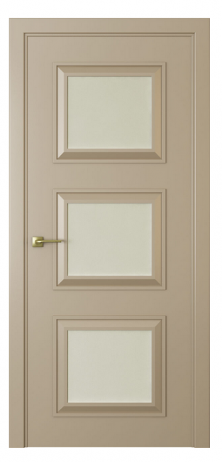 Межкомнатная дверь Mадрид 3 (ст.белое матовое) Эмаль латте