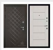 Дверь входная Президент Люкс зеркало, цвет горький шоколад,  панель - light md 003 цвет белый ясень