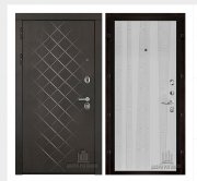 Дверь входная Президент Люкс зеркало, цвет горький шоколад,  панель - trend цвет chiaro patina argento (ral 9003)