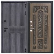 Дверь Берген - Д-19 (16мм, Грецкий орех + черная патина винорит)